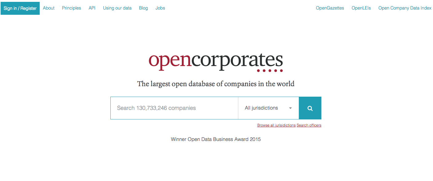 Many journalists in Quebec use enterprise database OpenCorporates while doing their work. Screenshot by J-Source.