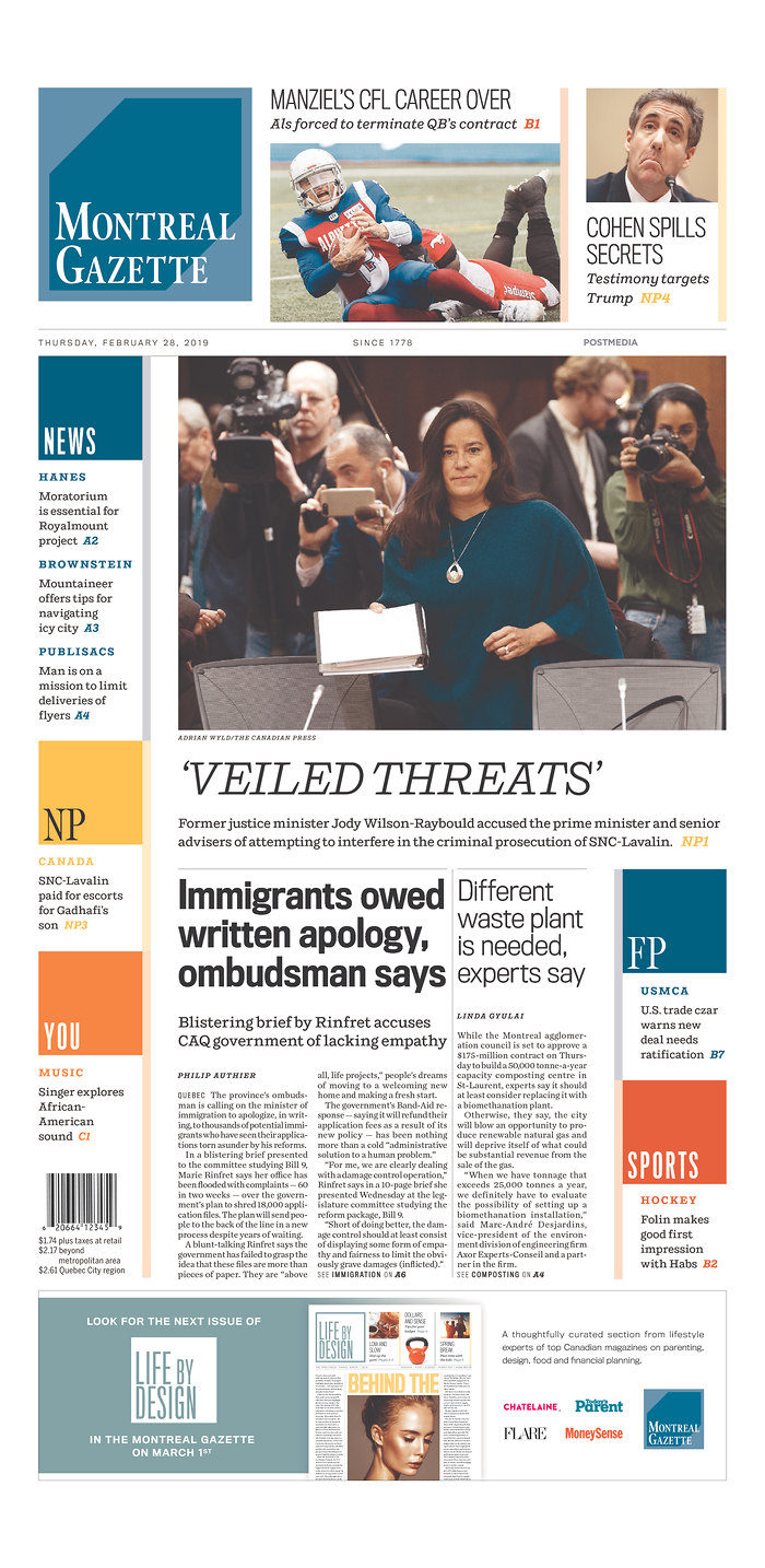 Front Pages The Day After Jody Wilson Raybould S Testimony Jsource - this post will be updated with more front pages as they become available to submit a front page please email j source s interim managing editor steph