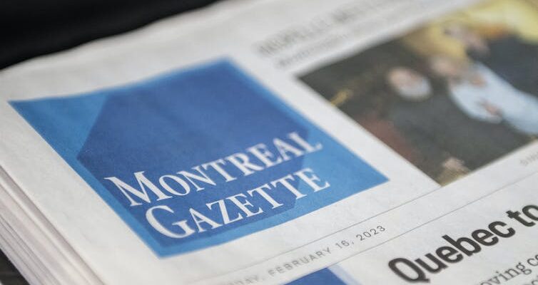 Top corner of the Montreal Gazette newspaper